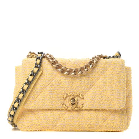 yellow tweed chanel bag|chanel tweed medium bag.